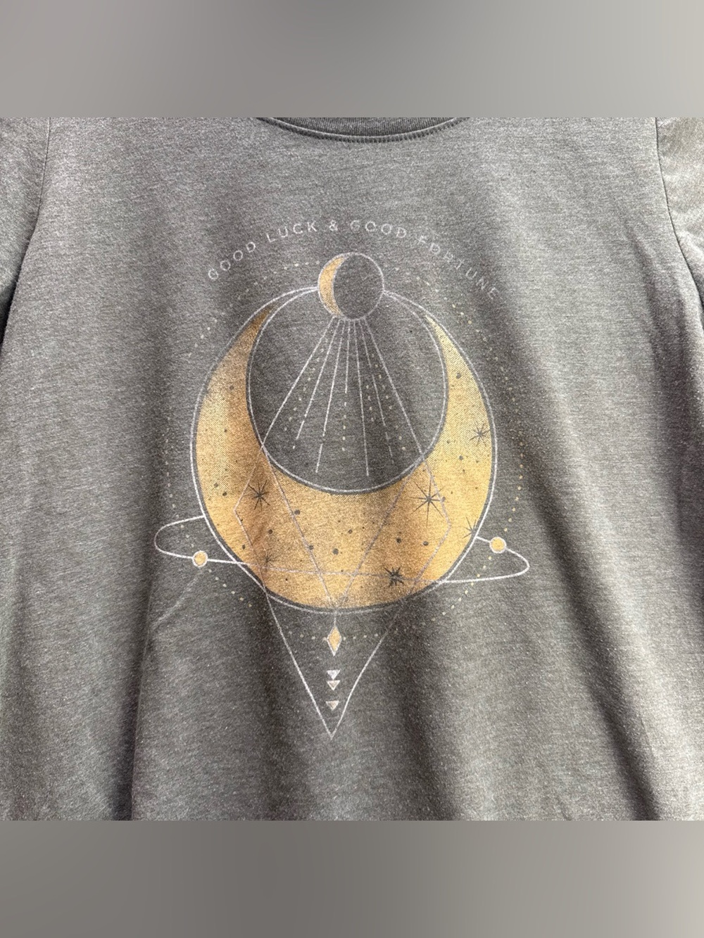 Lucky Brand Women’s Green Celestial “Good Luck & Good Fortune” T-Shirt - Picture 5 of 7